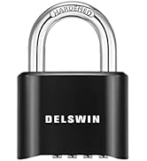 DELSWIN 4-Digit Combination Lock Outdoor Padlock - Heavy Duty Locker Lock with Hardened Steel Sha...