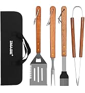 IMAGE Wooded BBQ Accessories Grilling Tools,Stainless Steel BBQ Tools Grill Tools Set for Cooking...