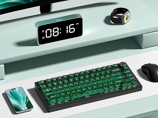 Dark Green keycap Set,Transparent keycaps 60 75 100 Percent,Crystal Jelly Keycaps,Shine Through
