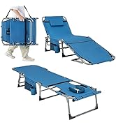 GYMAX Lounge Chair for Outside, 400 LBS Tanning Chair with Face/Arm Hole for Sunbath with Adjusta...