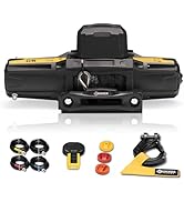 BUNKER INDUST 6000lb Electric Winch 12V Waterproof with Synthetic Rope Hawse Fairlead Kit for Off...