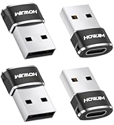 HOWJIM USB to USB C Adapter 4 Pack, PD27W/66W Fast Charging 480Mbps Data Transfer,Type-C Female t...