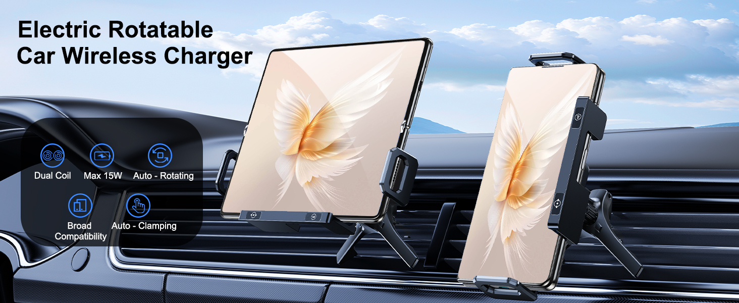 Wireless Car Charger Mount Holder for Samsung Galaxy Z Fold 6 5 4 3 2