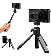 KIWIFOTOS Extension Camera Tripod,3 Levels 360° Ball Head Selfie Stick for Sony RX100VII Webcam T...