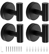 Ravinte Towel Hooks 4 Pack Black Bathroom Towel Hooks Wall Towel Hooks SUS 304 Stainless Steel Ma...