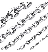 ChainsHouse Stainless Steel Cable Chain Necklaces for Men Women, 3mm/5mm/7mm/9mm/12mm 18K Gold/Bl...