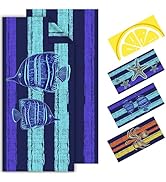 Vessia Oversized Beach Towel for Adults and Teenagers, Tropical Fish Microfiber Sandproof Beach T...