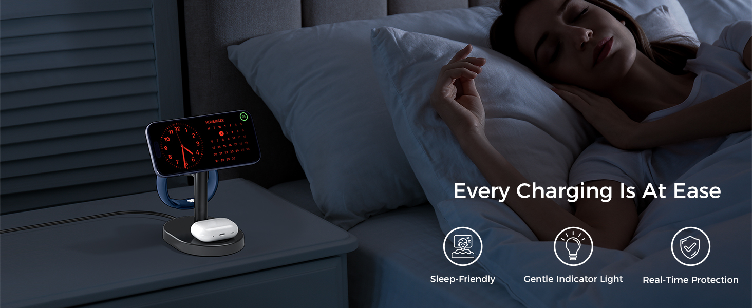 magsafe charger stand 3 in 1 magnetic wireless charging station apple watch iphone 17 16 15 airpods