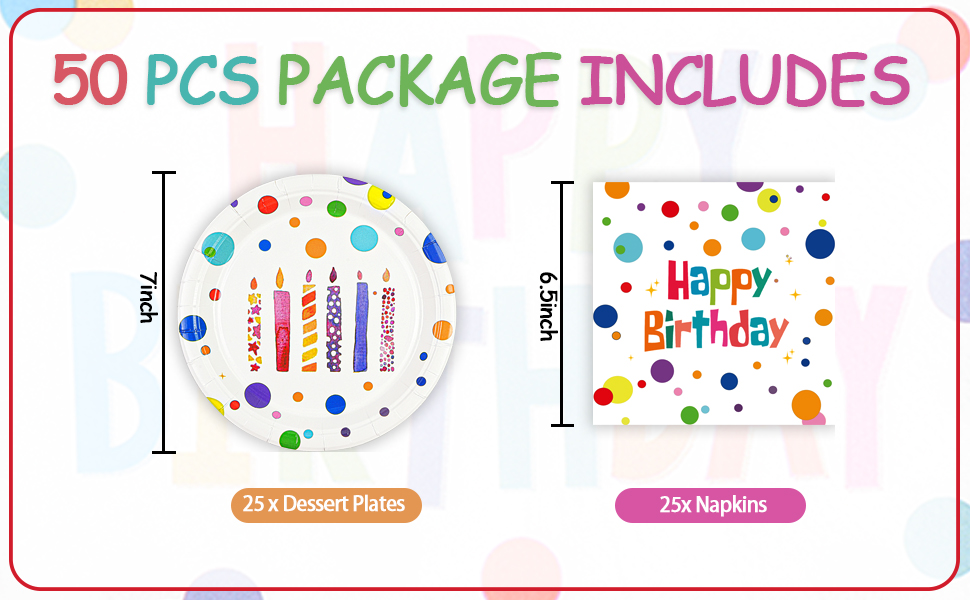 birthday dessert plates and napkins