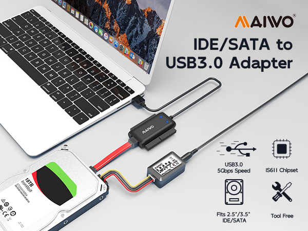 SATA IDE to USB 3.0 Adapter External Hard Drive Ultra Recovery Converter for Universal IDE SATA