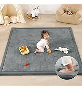 PaPaMat 1.3" Thick Baby Play Mat for Floor Playpen, 50x50 Foam Tummy Time Mat, Padded Support Sof...