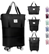 Luxhe Expandable Foldable Duffle Bag with Wheels | Detachable Rolling Wheels &amp; Handle | Lightweig...