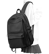 WEPOET Simple Black School Backpack For Women,Lightweight College Backpack,High School Bag For Te...