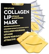 Bukamkom Collagen Lip Mask Patches Golden Sheets 20 Pack,24k Gold Overnight Lips Masks Moisturize...