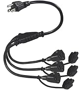 KUNCAN 3-Outlet Power Splitter Cord, 1 to 3 Way Outlet Indoor & Outdoor Use Weatherproof SJTW 16A...
