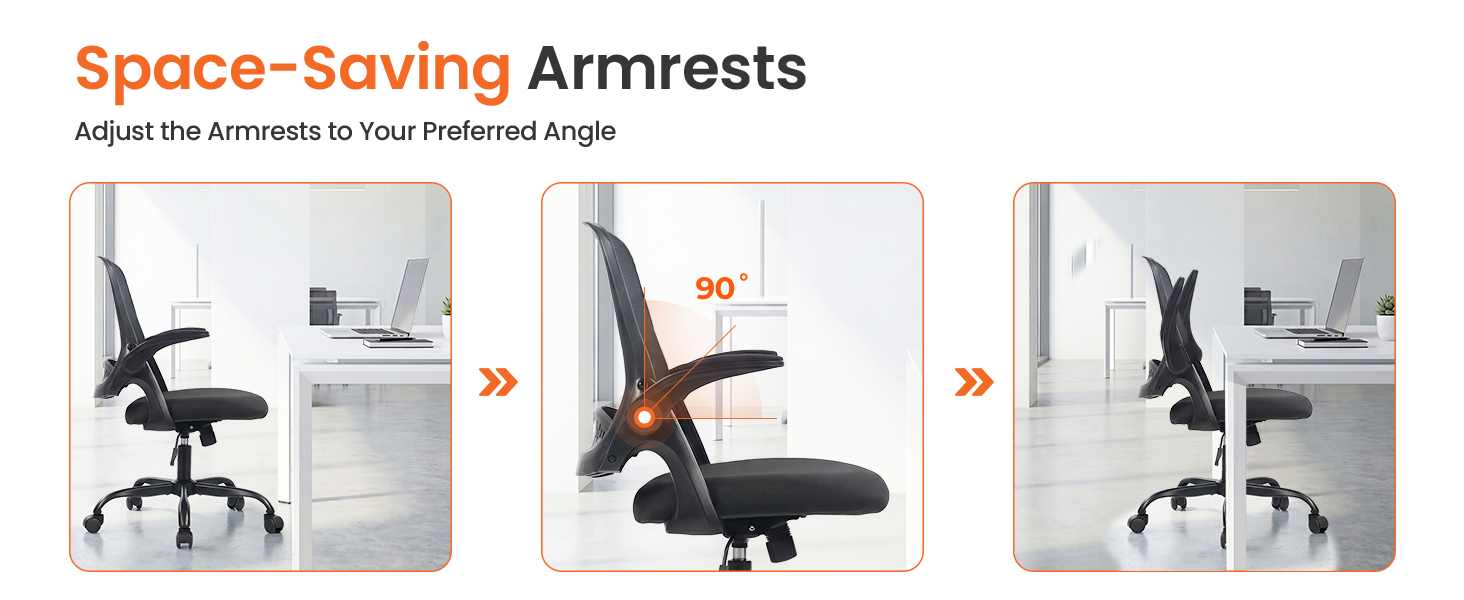 Space-Saving Chair with Flip-Up Armrests