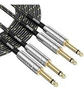 Electric Guitar Cable 10 ft Pack of 2, 22AWG Amp Instrument Cord, 1/4 Inch Straight Guitar Cords ...