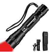 DARKBEAM Red Light Flashlight Tactical - USB Rechargeable Zoom Flood/Spot Light, Portable LED Han...