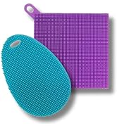Silicone Dish Sponge Dish Scrubber [Oval+Square] – Dual-Sided, Food Grade Silicone Sponges for Di...