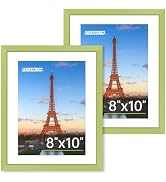 FIXSMITH 8x10 Picture Frame Set of 2, Green Photo Frame with HD Plexiglass, Display Pictures 5x7 ...