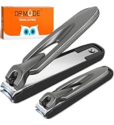 DRMODER Nail Clippers for Men Women with Catcher, 2 Pack Large Small Nail Clipper Set Anti Splash...