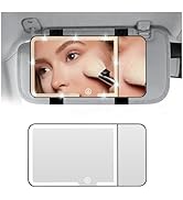 VKQTS 2026 New HD Car Mirror Vanity with Light,Adjustable Car Visor Mirror with 3 Color Modes &amp; 5...