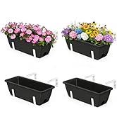 OYEAL Railing Planter Box Outdoor 4 Pack Hanging Balcony Planters 17 Inch Window Boxes Planter wi...