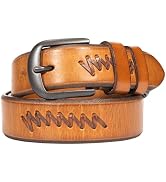TYWestyles 1.3“ Women's Casual Leather Belt with Antique Silver Metal Buckle