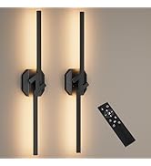 Battery Operated Wall Sconce Set of Two,USB Rechargeable Wall Sconce with Remote Control,3000K-60...