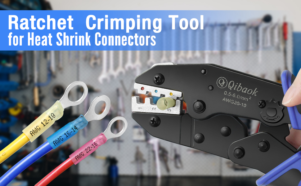 ratchet crimping tool for heat shrink connectors