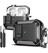R-fun for AirPods Pro 2 Case with Cleaning Kit,Carbon Fiber Elements Military Drop Proof Auto Pop...