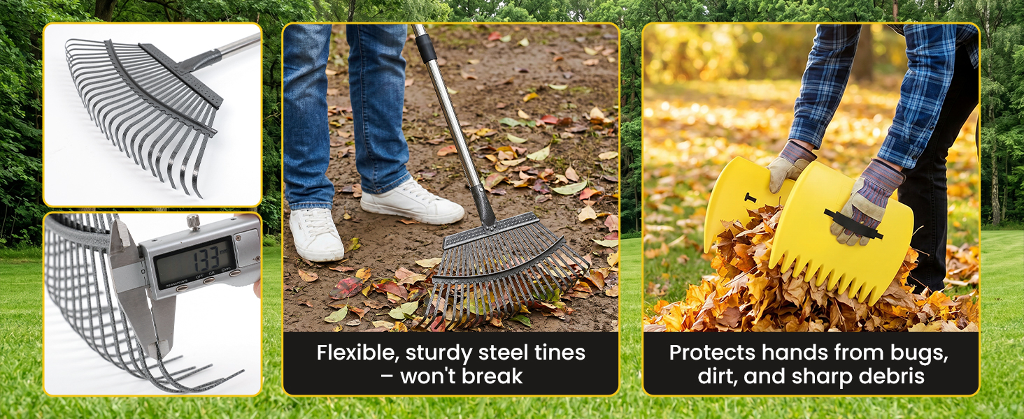 Wide Rake Head And Leaf Scoop