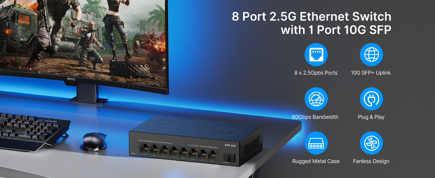 8 port 2.5gb network ethernet switch unmanaged