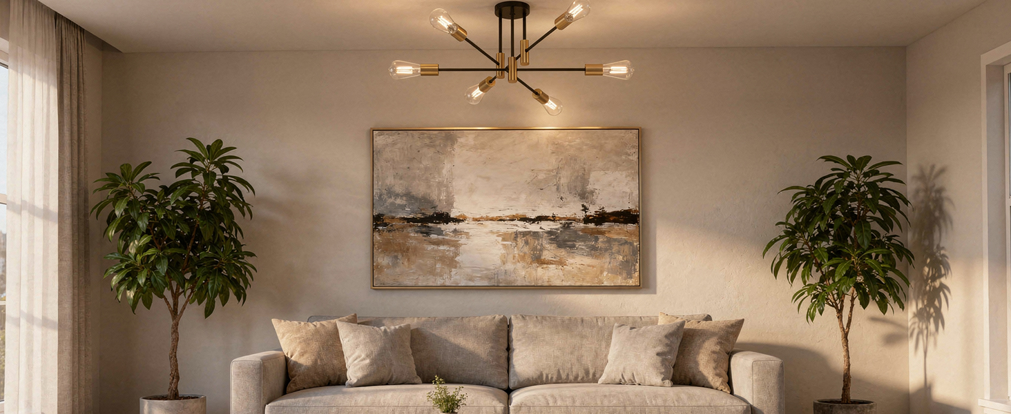 Phaosio Modern Sputnik Chandelier Ceiling Light Fixtures