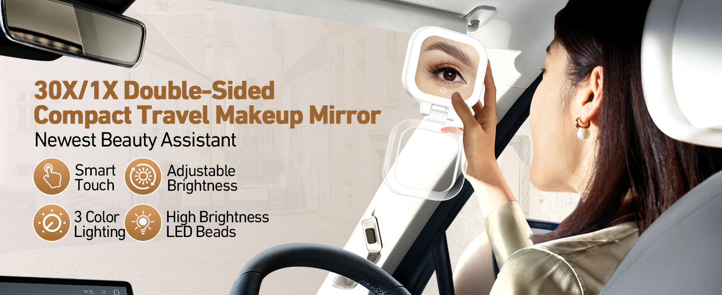travel makeup mirror with light