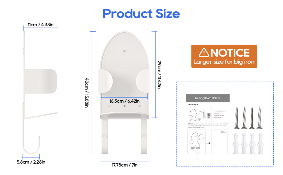 Large Ironing Board Holder