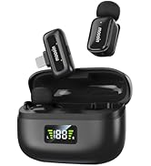 Wireless microphone for video recording - Noise-cancelling mini microphone,with 30-hour battery l...