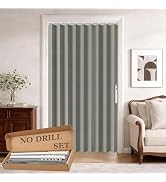 Jilron Accordion Door Curtain Set - 100% Blackout, with Curtain Rod Included, for Bedroom Privacy...