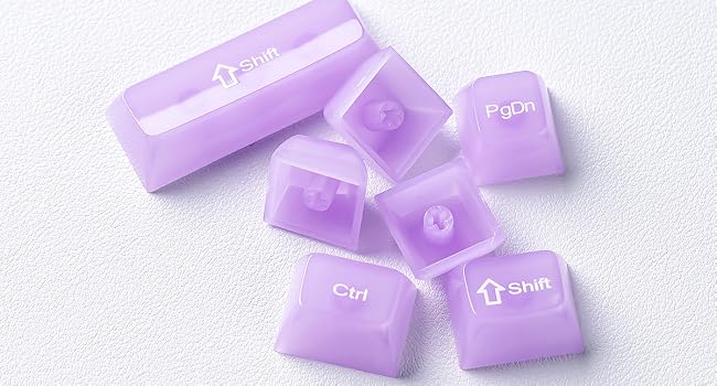 Womier Clear Jelly Keycaps, Ceramic Keycaps Style Cute Transparent Purple Keycaps