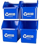 Recycling Rules 6 Gallon Stackable Recycling Bin Container in Blue, Eco-Friendly BPA-Free Handy R...