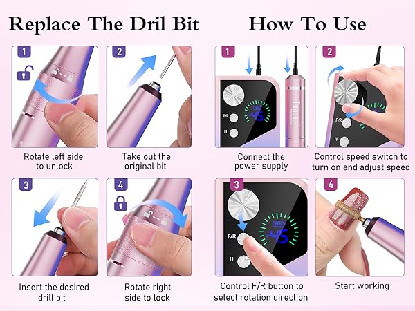 electric nail drill file Professional nail filer electric cordless nail drill kit machine dre mel