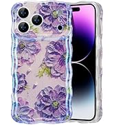 EYZUTAK Case for iPhone 17 Pro Max, Colorful Retro Oil Painting Printed Flower Laser Glossy Patte...
