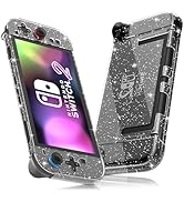 FUNDIARY Clear Glitter Case for Nintendo Switch 2 with Hollowed-Out Design, [Shockproof] Hard PC ...