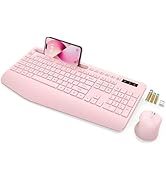 SABLUTE Wireless Keyboard and Mouse, Wrist Rest, Phone Holder, Batteries Included, 2.4G Lag-Free ...