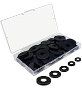 Black Flat Rubber Washers Assortment Kit 100 Pcs Set 16/18/20/25/30mm Heavy Duty Abrasion Resista...