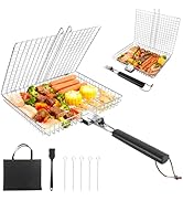 Fish Grill Basket for Outdoor Grill, Grilling Basket With Removable Handle, Portable BBQ Set Barb...