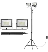 LIVOWALNY 22000 Lumens LED Work Lights with Stand, 2 Adjustable Head 220W Tower Light with 13FT C...