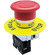 mxuteuk 1 NC 22mm Red Mushroom Self-Locking Emergency eStop Push Button Switch Shut Off Switch AC...