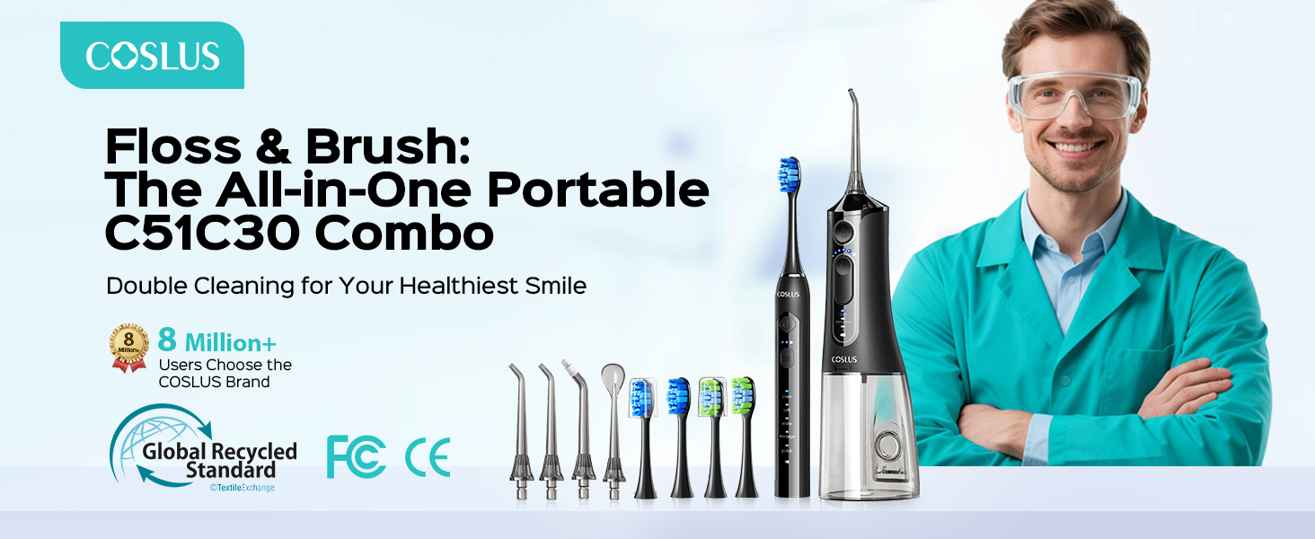 Electric Toothbrush with Water Flosser Combo