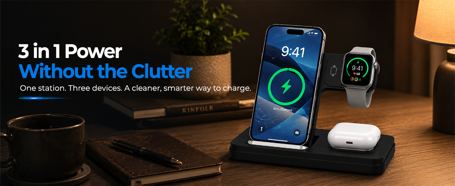 3 in 1 Foldable Wireless Charging Stand